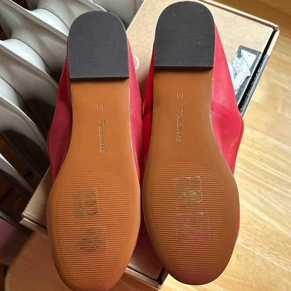 Madewell Bandana Red Mesh Mary Jane Ballet Flats NEW - Picture 3 of 4